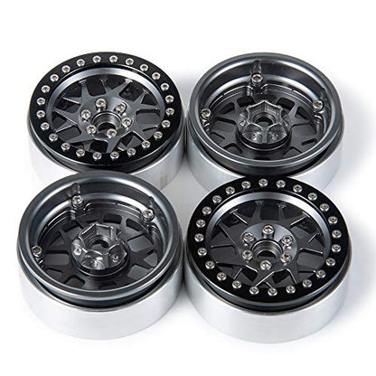 Aluminum 2.2" RC Beadlock Wheels Rims for Axial Wraith SCX10 TRX4 | 1/10th RC Crawler Car,Titanium,1set/4pcs - color: Titanium