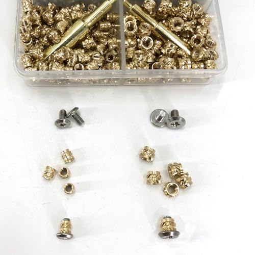 440Pcs Threaded Inserts Bolt Set M2.5 M3 Heat Set Insert Brass Nut with Bolt for 3D Printed Plastic Parts - size: (440pcs) M2.5, M3