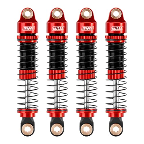 INJORA 53mm Aluminum Threaded Oil Shocks for 1/18 TRX4M RC Upgrade, Red - color: Red