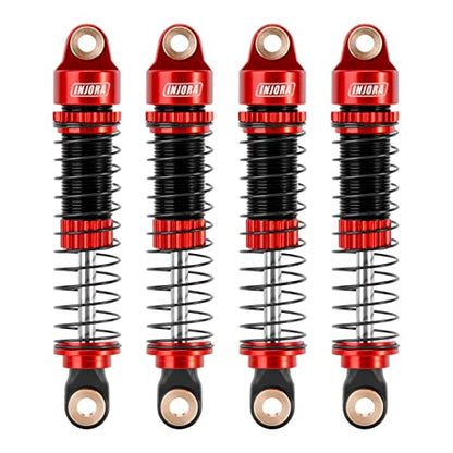 INJORA 53mm Aluminum Threaded Oil Shocks for 1/18 TRX4M RC Upgrade, Red - color: Red