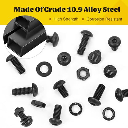 2200PCS M2 M3 M4 M5 Metric Screws Assortment Kit, Hex Socket Button Head Assorted kit, Machine Screw Set with Nuts & Washers,10.9 Alloy Steel Black Zinc Plated for 3D Printing - size: M2M3M4M5 2200pcs