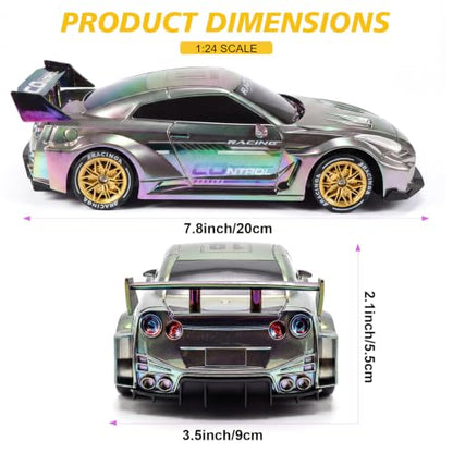 1:24 Scale RC Car with 2.4GHz, 4WD High Speed Remote Control Drift Car | RC drift car with LED lights, 2 batteries(50-min) & dual mode tires (drift/speed).Birthday gift for boys aged 4-12, Silver - color: 4-silver