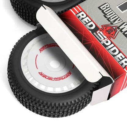 STMU OD 4.65inch 1/8 RC Buggy Rubber Tires Tyre w/Plastic Rim 17mm Hex Compatible with ArrmaTyphon 4WD ARA8306 ARA8606V5 Kyosho Exceed RC Traxxas Redcat HSP HPI 1/8 Scale Off Road Car Buggy (White)