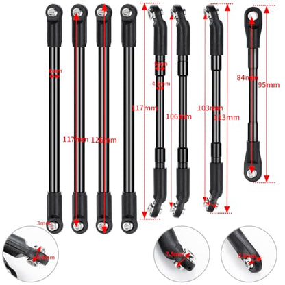 8PCS Aluminum Alloy Link Rod Linkage Wheelbase | Upgrade Parts, For 1/10 D90, RC Crawler Car Whole Car