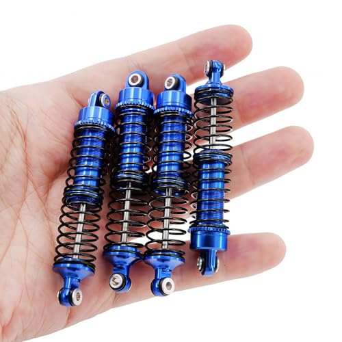 Aluminum Front & Rear Shock Absorber Set for 1/18 RC Cars, Threaded Oil Shocks Suspension Upgrade, 4-Pack (Blue)