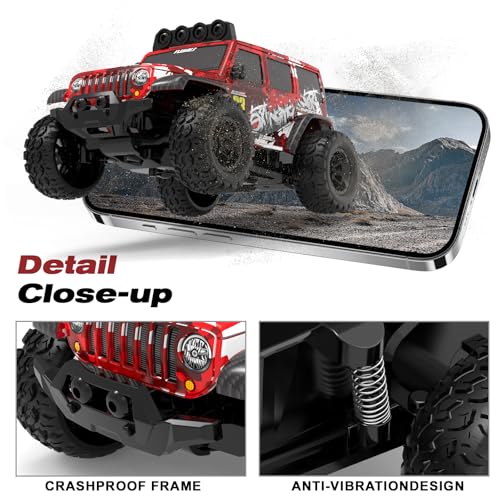 1:32 High Speed 20 KM/H Monster Remote rc Car with LED Light Rechargeable Battery, Remote Drifting rc Car Rotate 360° - Boys Toys Suitable for Birthday Back-to-School Season - color: Rc Monster Car-red