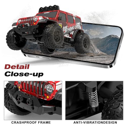 1:32 High Speed 20 KM/H Monster Remote rc Car with LED Light Rechargeable Battery, Remote Drifting rc Car Rotate 360° - Boys Toys Suitable for Birthday Back-to-School Season - color: Rc Monster Car-red