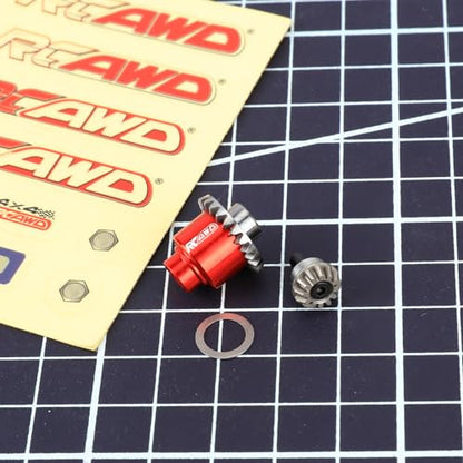 RCAWD Full-Metal Differential Assembly with Drive Gear for 1/18 1/24 Scx24 FMS Fcx18 Fcx24 Rc Crawler Car Upgrade Parts red - color: Red