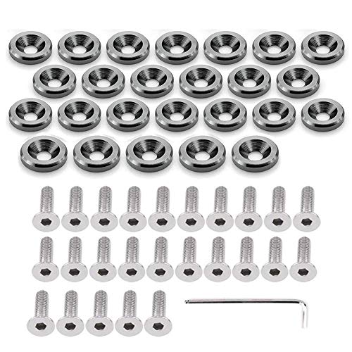 STETION 25 Pcs Fender Bumper Washer Bolt 6061 T6 Grade M6x20mm CNC Finishing Washer Engine Bay Dress Up Fastener Kit (Gre) - color: Grey
