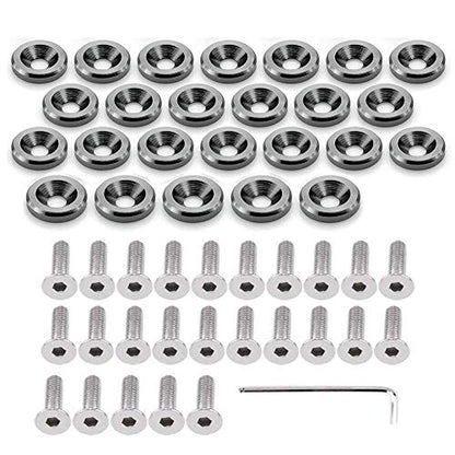 STETION 25 Pcs Fender Bumper Washer Bolt 6061 T6 Grade M6x20mm CNC Finishing Washer Engine Bay Dress Up Fastener Kit (Gre) - color: Grey