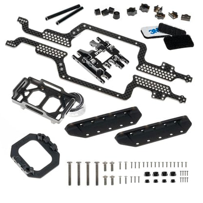 RampCrab LCG Carbon Fiber Universal Chassis Frame Kit for 1/18 RC Crawler TRX4M Upgrade, Come with Skid Plate - size: B