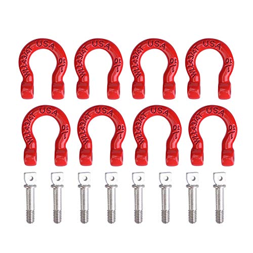 8PCS RC Car Metal Tow Shackle, RC Car Trailer Buckle, RC Winch Accessories for 1/8 Climbing Crawler Car, Compatible with SCX10 CC01 D90 D110 TF2
