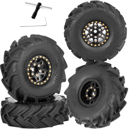 1.0 Beadlock Wheel Rims for 1/24 1/18 RC Crawler Car SCX24 TRX4M,Black Coating Brass 1.0 RC Beadlock Wheels RC Rims,Black