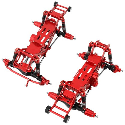 1:18 Metal Upgrade Chassis Frame with Axles Gearbox for RC LOSI Mini LMT 1/18 Digger Monster Truck Brushed RTR LOS01026 Metal Upgrade Parts (red) - color: Red
