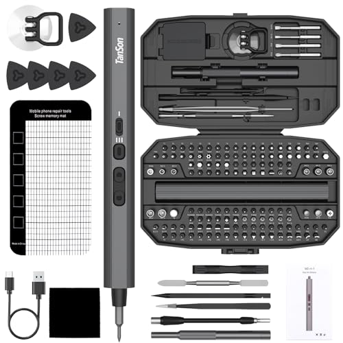 Precision Electric Screwdriver Set,160-in-1 Mini Electric Screwdriver,650mAh Rechargeable Screwdrivers,S2 Magnetic Bit,3 Torque Settings,Repair Tool Kit for Computer Phone Laptop Camera Watch Glasses - color: 160 Grey