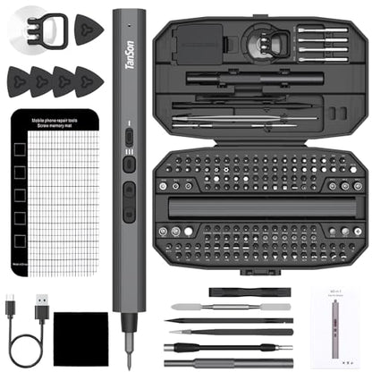 Precision Electric Screwdriver Set,160-in-1 Mini Electric Screwdriver,650mAh Rechargeable Screwdrivers,S2 Magnetic Bit,3 Torque Settings,Repair Tool Kit for Computer Phone Laptop Camera Watch Glasses - color: 160 Grey