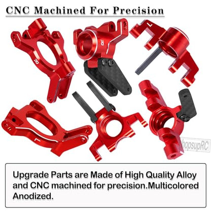 Upgrades Parts for 1/10 4x4 Kraton/Outcast 4S BLX,1/8 Mojave 4X4 4S BLX,Aluminum Front Steering Block Knuckles & C-Hubs Caster Blocks & Rear Hubs Hops Up,Red - color: Red(for Mojave 4s )