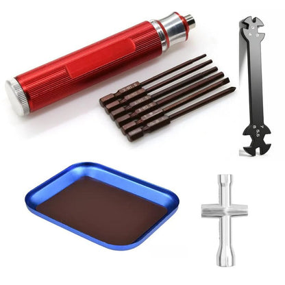 RC Car Repair Tool Set: Hex Screwdrivers 1.5, 2.0, 2.5, 3.0; Phillips Small Socket; Tie Rod Adjustment Tool Suitable for RC Cars and Drone Repair Screwdriver Set Red - color: 1 Red Ribbon Solid
