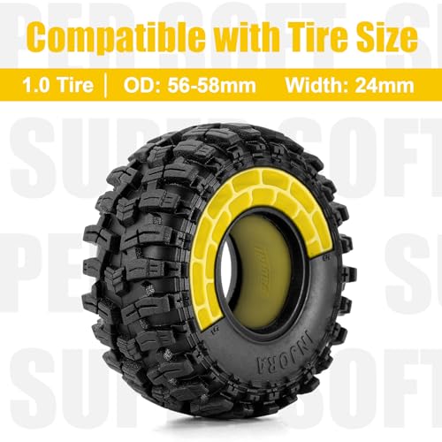 INJORA Silicone Rubber Inserts for 56-58mm*24mm 1.0" Tires(Small Yellow) - color: Yellow