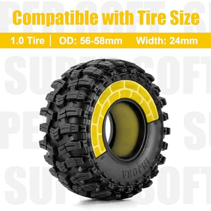 INJORA Silicone Rubber Inserts for 56-58mm*24mm 1.0" Tires(Small Yellow) - color: Yellow
