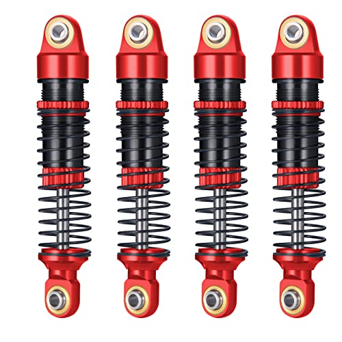 RCLIONS 1/18th RC Shocks Adjustable Absorber Damper for TRX4M 1:18th RC Crawler Car Upgrades (Red) - color: Red