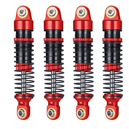 RCLIONS 1/18th RC Shocks Adjustable Absorber Damper for TRX4M 1:18th RC Crawler Car Upgrades (Red) - color: Red
