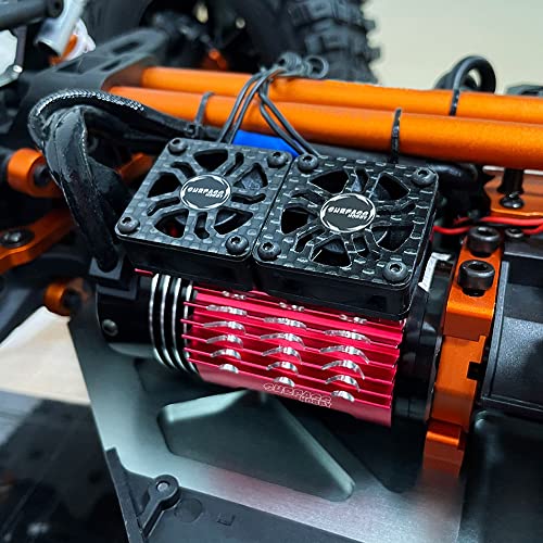 30mm RC Motor Cooling Fans, Hobby Twin Fan with Metal Heatsink for 1/8 1/10 RC Car 3650 3660 540 550 (30mm Orange for 40/42mm Motor) - style: 30mm Orange for 40/42mm Motor