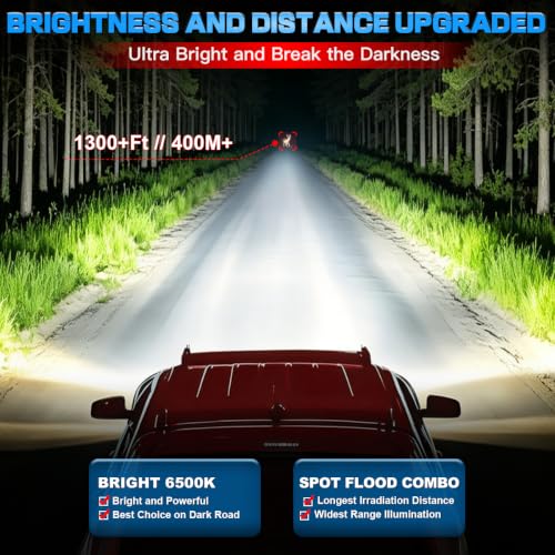22In LED Light Bar+4In LED Cube Pod Lights with Wiring Harness Kit | Spot Flood Combo Single Row Straight Off Road Driving Work Light Bar 3Pin Rocker Switch for Je-ep Pickup Golf Car Tractor GMC