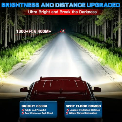 22In LED Light Bar+4In LED Cube Pod Lights with Wiring Harness Kit | Spot Flood Combo Single Row Straight Off Road Driving Work Light Bar 3Pin Rocker Switch for Je-ep Pickup Golf Car Tractor GMC