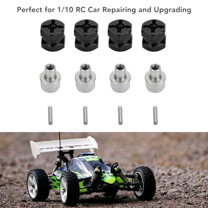 12mm Hex Hub Extenssion, RC Wheel Hex Spacers Hex Drive Adapter, Aluminium Alloy Rustproof Easy Install Sturdy Hex Extended Wheel Hubs for 1/10 RC Car (Black)