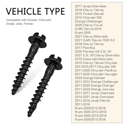 5PCS Air Box Screw, Stainless Steel Air Filter Housing Retaining Bolts, Compatible with Chrysler, Chevrolet, Jeep, Dodge, Pontiac, Air Filter Box Screws Replaces BAS01003, 6509605AA