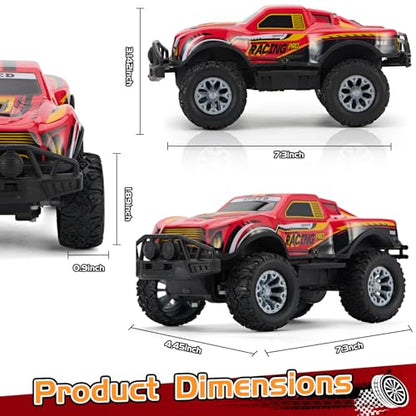 Remote Control Cool Off-Road Vehicle Truck, 2.4GHz RC Car with LED Lights, 1:20 Scale Off-Road Vehicle, Red RC Truck,Remote Control car from a Long Distance,Gifts for Children (RED) - color: Red