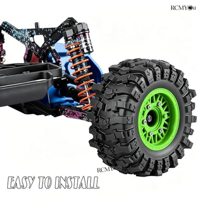 Rc Wheels and Tires Set for 1/10 Slash 2WD 4×4 4WD,Senton,Axia1,Redca t,Rc4w d,Detachable Replacement Running on Off-Road Tire,on-Road Tire w/12mm/14mm/17mm Hex,Soft Tires Plastic Rim,Green - color: Green (1/10)