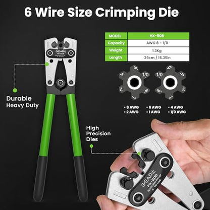 GEARit 0 Gauge Amp Wiring Kit, 1/0 CCA Battery Cable 25 ft Black/Red, Battery Terminal Crimper, Cutter, Lugs & Heat Shrink for Car Audio - color: Black/Red, size: 25ft Each (5-in-1 Kit)