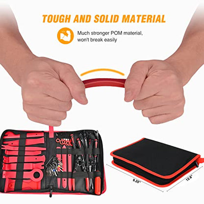 GOOACC 238Pcs Auto Trim Removal Tool and Push Pin Retainer Clip Set | Fastener Terminal Remover Tool Adhesive Cable Clips Panel Remover Kit Car Panel Radio Removal Auto Clip Pliers - color: 120Pcs Clips + 118 Remover Red