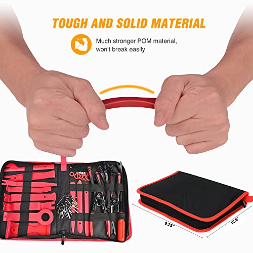 GOOACC 238Pcs Trim Removal Tool, Auto Push Pin Bumper Retainer Clip Set Fastener Terminal Remover Tool Adhesive Cable Clips Pry Kit Car Panel Radio Removal Auto Clip Pliers - color: 120Pcs Clips + 118 Remover Red