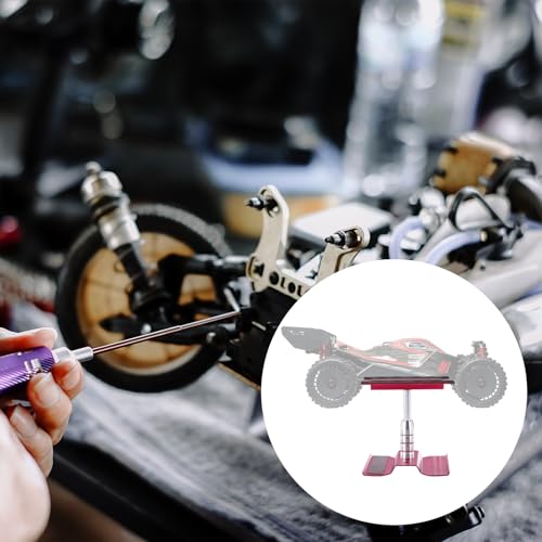 MECCANIXITY 1 Set RC Car Work Stand Lift Lower Aluminum Repair Workstation 360 Degree Rotation with Wine Red Screw Tray and Screw Box for 1/8 1/10 1/16 Scale RC Car Crawler Vehicle (Wine Red) - color: Wine Red