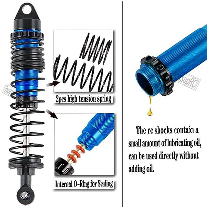 Full Aluminum Big Bore RC Shocks Absorber Damper Upgrades Part for 1/10 Slash/Stampede/Rustler/Bandit VXL 4X4 2WD,Front Rear Assembled Full Metal Shocks,4PCS Navy Blue - color: Navy Blue/4pcs
