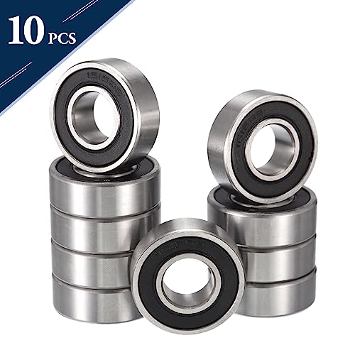 1616-2RS Deep Groove Ball Bearings, ID 1/2" x OD 1-1/8" x Width 3/8" Double Rubber Sealed Ball Bearing Pre-Lubricated Chrome Steel Z2 Lever 10pcs - size: 1616-2RS 1/2"x1-1/8"x3/8"