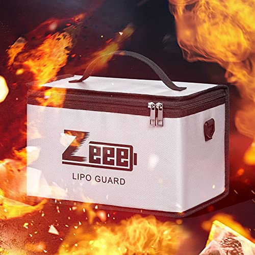 Zeee Lipo Safe Bag Battery Fireproof - 10 Cell Adjustable(10.6x6.7x6.7in) | Large Capacity Storage Guard Battery Safey Pouch for Storage Charging