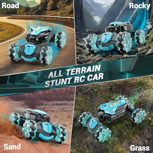 Gesture Sensing Rc Stunt Car,Remote Control Transform Car 2.4ghz 4WD 360° Rotating Drift RC Cars with Lights & Music,Kids Toys for Boys 6-8,Ideas Gifts for Kids Age 5 7 9 10 11 12 Years Old