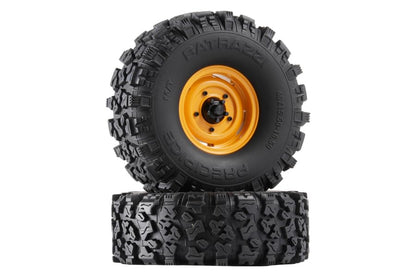 RC Crawlers Truck Upgrade Parts for 1/10 Scale &FMS FCX10: 1.9” Aluminum Beadlock 4-Slot Road Wheels with Brass Weights (2pcs) Camel Trophy Yellow - color: Yellow