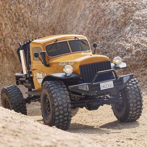 FMS Rochobby 1/10 Atlas Ready Set RC Crawler RC Truck 4X4 with Lighting, 2.4GHz Radio,Ball Bearing, Metal-Gear Full,4 Link Suspension,Rapid Separation Car Body for Adult (Yellow) - color: 1/10 Yellow