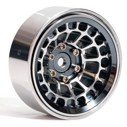 1.3” Aluminum Beadlock Wheels, -4.53mm Offset CNC 7 mm Hex Rims for 1/18 1/24 RC Crawler TRX4M, Axial SCX24 AX24, Redcat Ascent-18, FMS FCX24, 4 pcs, Gray - color: Gray