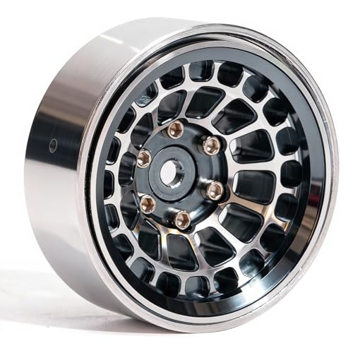 1.3” Aluminum Beadlock Wheels, -4.53mm Offset CNC 7 mm Hex Rims for 1/18 1/24 RC Crawler TRX4M, Axial SCX24 AX24, Redcat Ascent-18, FMS FCX24, 4 pcs, Gray - color: Gray