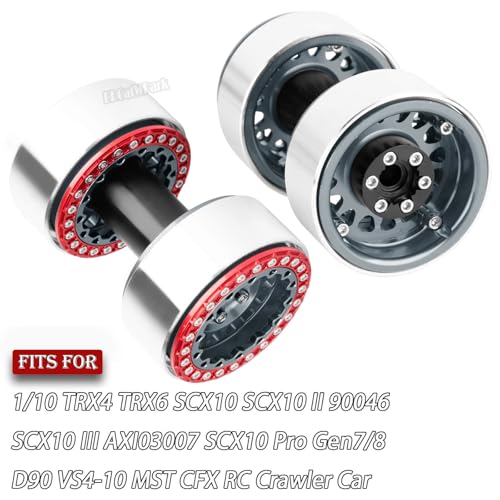RC 1.9 Dually Beadlock Wheels Rims w/Adjustable Offset for 1/10 TRX4 TRX6 SCX10 SCX10 II 90046 SCX10 III AXI03007 SCX10 Pro Gen7/8 D90 VS4-10 MST CFX RC Crawler Car,4Pcs Alloy Rim,Titanium - color: Titanium - (Wheels Rims)