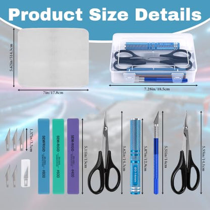RC Car Body Reamer 0-14mm Hole Puncher Tool Kit with Curved & Straight Lexan Scissors, Hobby Knife, RC Accessories, RC Shell Mounting &Trimming Tools for Trucks & Plastic Model Building (Light Blue) - color: Light Blue
