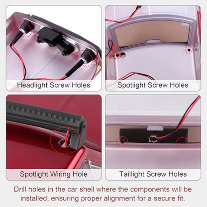 LED Light Kit for Redcat Ascent-18 with Headlights & Light Bar | RC LED Spotlight Roof Light Bar Headlight Taillight for 1/18 Crawler Redcat Ascent-18 Model Cars Upgrades
