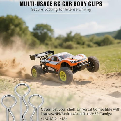100pcs Universal RC Body Clips Pins - Compatible with Traxxas, Arrma, Redcat, Axial, HPI, HSP, Exceed, Himoto, Losi, RC4WD, Tamiya, Fits 1/8, 1/10, 1/12 Scale RC Cars, Trucks, Crawlers, Buggies - color: Silver