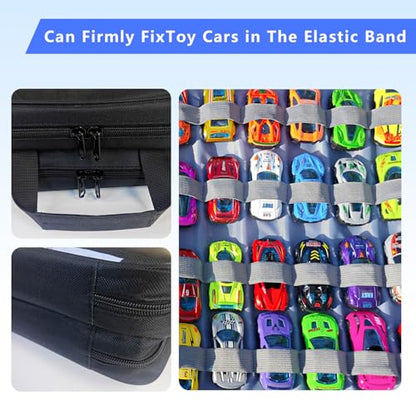 96 Cars Storage Bag Compatible with Toy Cars,Hot Wheels Carrying Case,Matchbox Cars Storage,Carrying Case for Hot Wheels/Matchbox Cars/Mini Toys/Small Dolls(Bag Only)(Black 96) - color: Black
